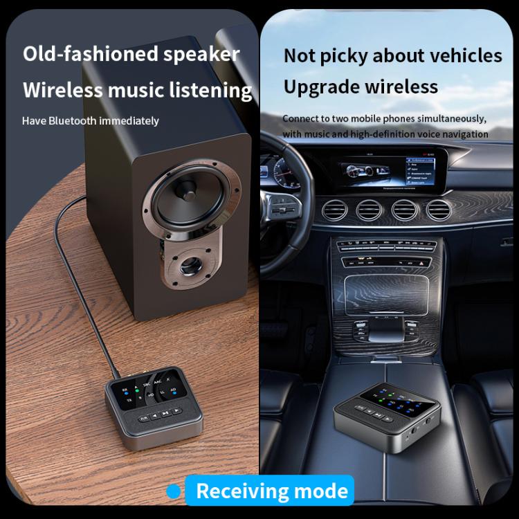 Ricetrasmettitore audio Bluetooth 5.4 2 in 1 HiFi, chiamate HD, ingresso RCA/AUX da 3,5 mm per autoradio/impianto stereo domestico., BT200