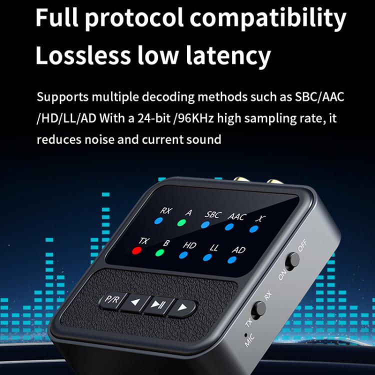Ricetrasmettitore audio Bluetooth 5.4 2 in 1 HiFi, chiamate HD, ingresso RCA/AUX da 3,5 mm per autoradio/impianto stereo domestico., BT200