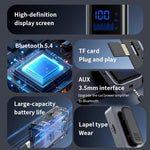 Adattatore AUX per auto/viaggio 2 in 1 Bluetooth 5.4 con trasmettitore e ricevitore, jack da 3,5 mm, slot per scheda TF e clip da bavero., M20