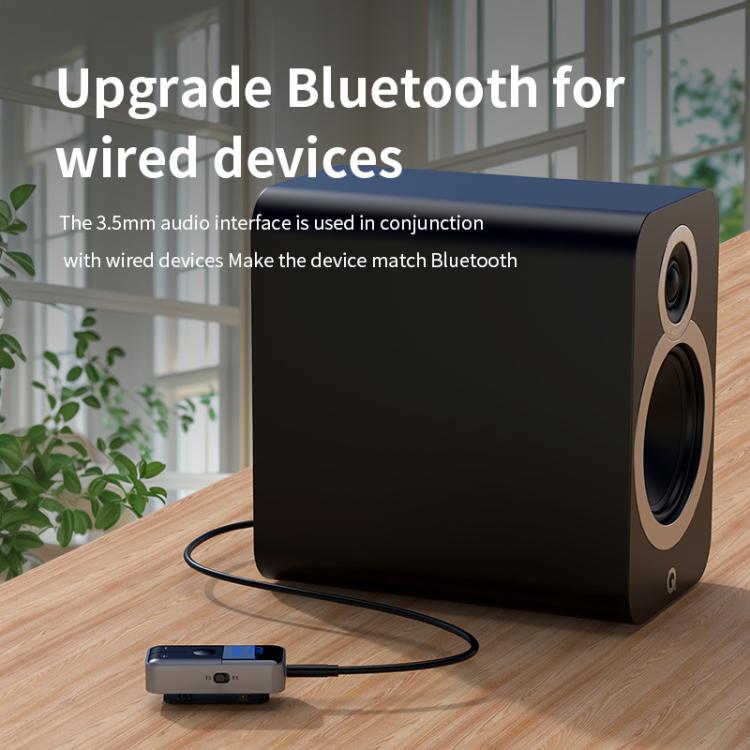 Adattatore AUX per auto/viaggio 2 in 1 Bluetooth 5.4 con trasmettitore e ricevitore, jack da 3,5 mm, slot per scheda TF e clip da bavero., M20