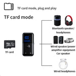 Adattatore AUX per auto/viaggio 2 in 1 Bluetooth 5.4 con trasmettitore e ricevitore, jack da 3,5 mm, slot per scheda TF e clip da bavero., M20