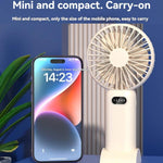 Ventilatore portatile a 5 velocità con ricarica USB e supporto da tavolo.