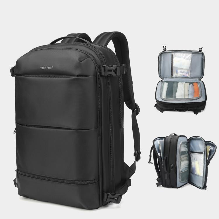 Tigernu Expandable Business Backpack 17-Inch Laptop Bag Wet/Dry Separation Pockets, Black, Blue, Vacuum BK With Pump