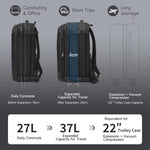 Tigernu Expandable Business Backpack 17-Inch Laptop Bag Wet/Dry Separation Pockets, Black, Blue, Vacuum BK With Pump