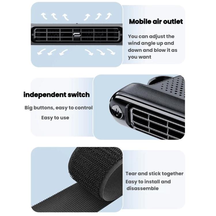 Ventilatore elettrico silenzioso senza pale a doppia turbina con spina USB per sedili posteriori auto