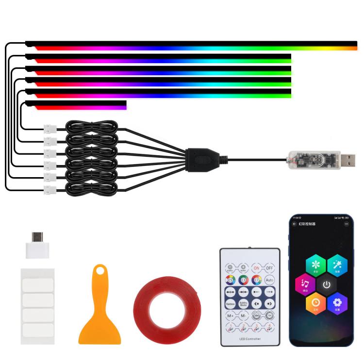 3 Controllo App Telecomando Illuminazione ambientale colorata per interni auto LED modificato acrilico USB Illuminazione ambientale per auto, 110cm+75cm x 4+35cm+Footlight x 4 10 In 1, 110cm+75cm x 4+35cm 6 In 1, 110cm, 110cm x 2 2 In 1, 110cm x 3 3 In...