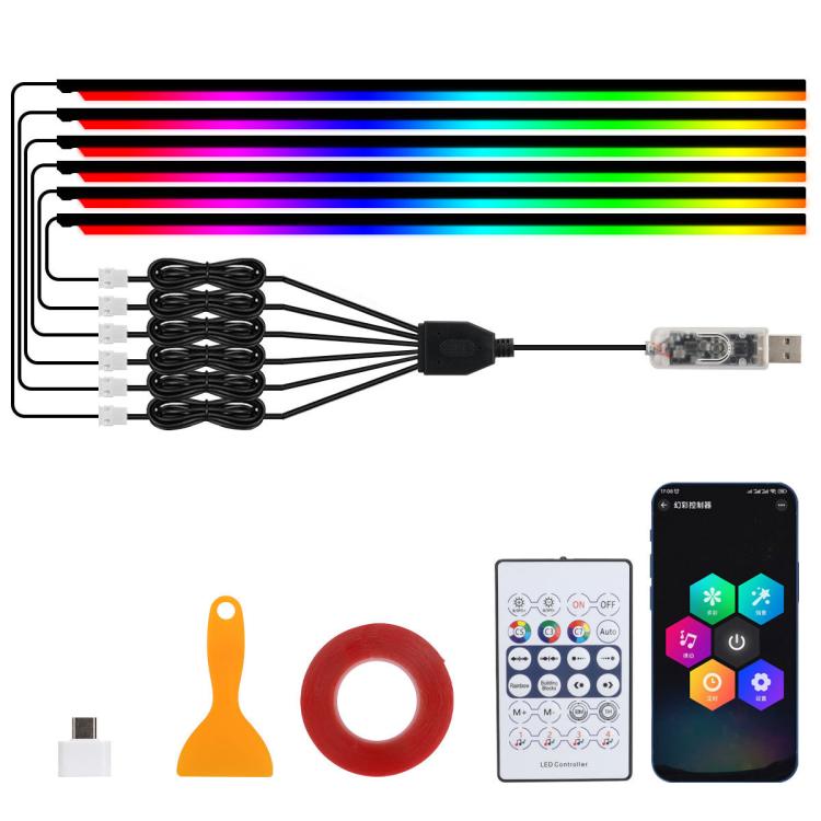 3 Controllo App Telecomando Illuminazione ambientale colorata per interni auto LED modificato acrilico USB Illuminazione ambientale per auto, 110cm+75cm x 4+35cm+Footlight x 4 10 In 1, 110cm+75cm x 4+35cm 6 In 1, 110cm, 110cm x 2 2 In 1, 110cm x 3 3 In...