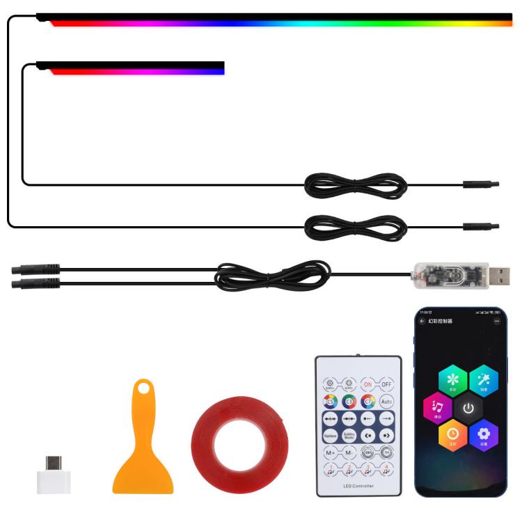 3 Controllo App Telecomando Illuminazione ambientale colorata per interni auto LED modificato acrilico USB Illuminazione ambientale per auto, 110cm+75cm x 4+35cm+Footlight x 4 10 In 1, 110cm+75cm x 4+35cm 6 In 1, 110cm, 110cm x 2 2 In 1, 110cm x 3 3 In...
