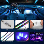 3 Controllo App Telecomando Illuminazione ambientale colorata per interni auto LED modificato acrilico USB Illuminazione ambientale per auto, 110cm+75cm x 4+35cm+Footlight x 4 10 In 1, 110cm+75cm x 4+35cm 6 In 1, 110cm, 110cm x 2 2 In 1, 110cm x 3 3 In...