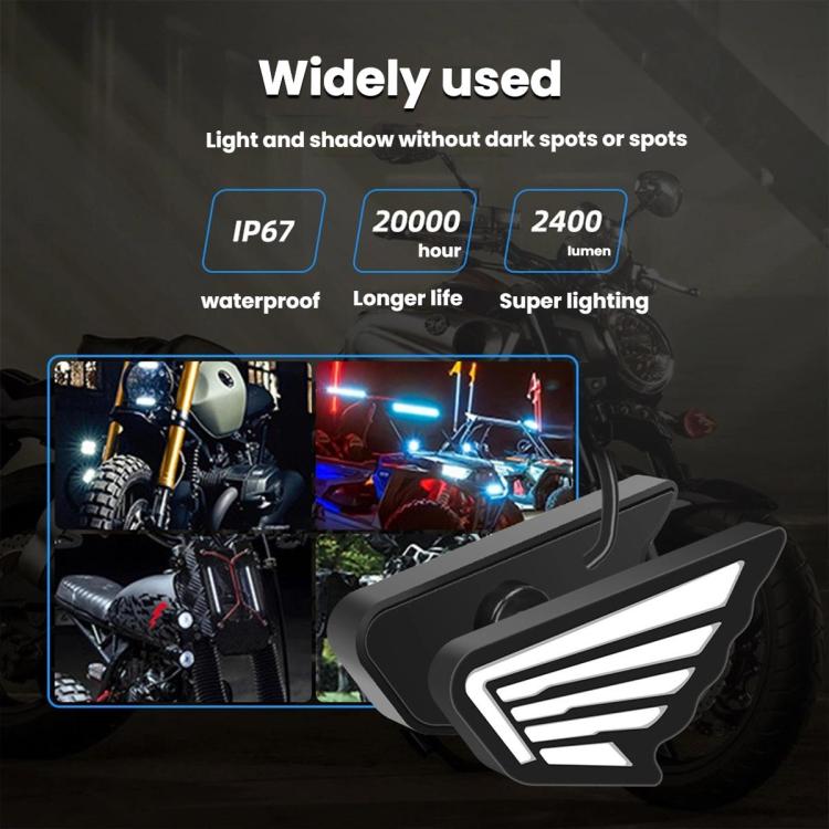 1 paio di fari anteriori modificati ad alta luminosità a forma di occhio d'aquila alato per moto.