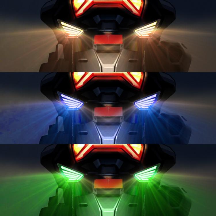 1 paio di fari anteriori modificati ad alta luminosità a forma di occhio d'aquila alato per moto.
