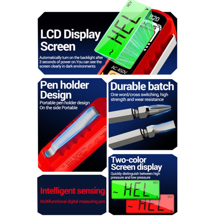 Penna multifunzione ANENG per test di precisione dei display digitali con punto di rottura