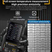 Termometro a infrarossi BSIDE SH9 con touchscreen ad alta definizione per l'ispezione di impianti di riscaldamento a pavimento., Standard, Standard+Flexible Coil, Standard+Macro Lens, Standard+Macro Lens+Flexible Coil
