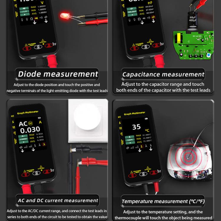 Multimetro digitale ad alta precisione con registrazione grafica e schermo a colori, 20000 caratteri., S500
