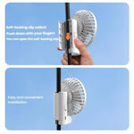 Ventilatore pieghevole da appendere all'ombrello, portatile USB, con clip per ombrello, compatto da scrivania.