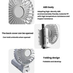Ventilatore pieghevole da appendere all'ombrello, portatile USB, con clip per ombrello, compatto da scrivania.