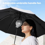 Ventilatore pieghevole da appendere all'ombrello, portatile USB, con clip per ombrello, compatto da scrivania.