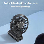 Ventilatore pieghevole da appendere all'ombrello, portatile USB, con clip per ombrello, compatto da scrivania.