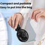Ventilatore pieghevole da appendere all'ombrello, portatile USB, con clip per ombrello, compatto da scrivania.