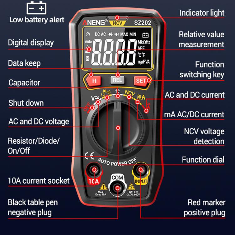 Multimetro digitale multifunzione ANENG SZ202 600V 10A