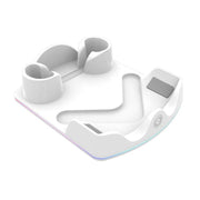 Supporto per visore VR con impugnatura iplay HBV-641 e luce LED per la ricarica e lo stoccaggio.