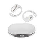 Auricolari Bluetooth con traduzione intelligente AI in 144 lingue, display digitale e custodia di ricarica.