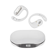 Auricolari Bluetooth con traduzione intelligente AI in 144 lingue, display digitale e custodia di ricarica.