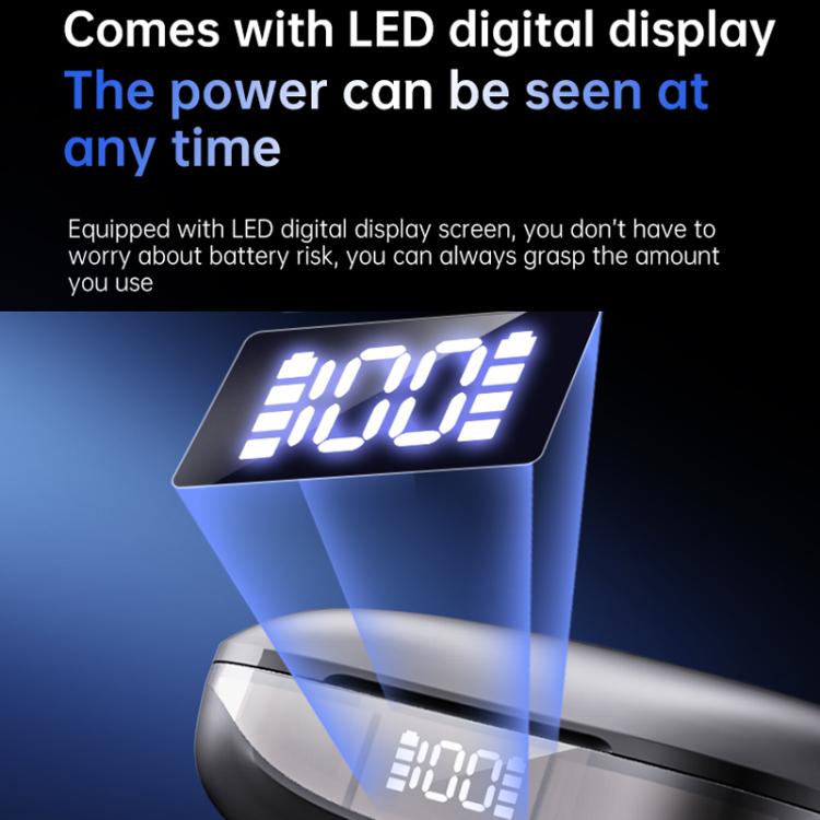 Auricolari Bluetooth con traduzione intelligente AI in 144 lingue, display digitale e custodia di ricarica.