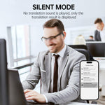 Auricolari Bluetooth con traduzione intelligente AI in 144 lingue, display digitale e custodia di ricarica.