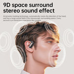 Auricolari Bluetooth con traduzione intelligente AI in 144 lingue, display digitale e custodia di ricarica.