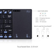Rii K12+ Office Computer Notebook Silent 2.4GHz Wireless Mini Keyboard