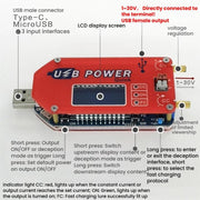 Modulo di alimentazione USB regolabile da 15 W con display LCD e cavo di avviamento per dispositivi mobili., DP3A