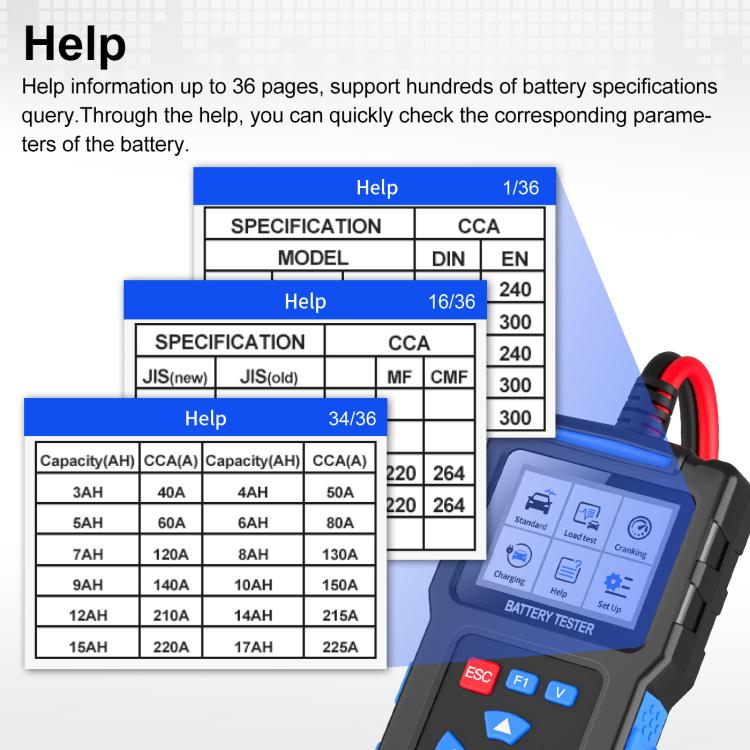 Tester multifunzione per la diagnosi dei guasti delle batterie auto 12/24V, BT300