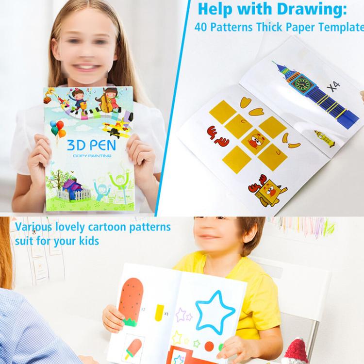 Penna per stampa 3D, compatibile con alte e basse temperature, blocco da disegno con tavoletta da ricalco, 40 Pictures Thickened Large, 40 Pictures Large, 22 Pictures Small