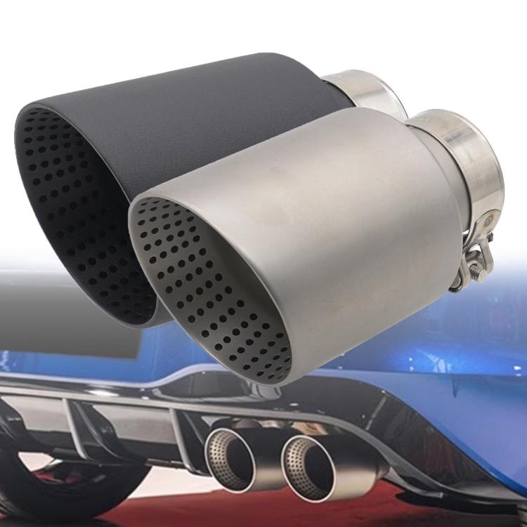 Tubo di scarico inclinato in acciaio inossidabile per auto con silenziatore., 76x101mm Black, 76x101mm Silver, 76x114mm Black, 76x114mm Silver