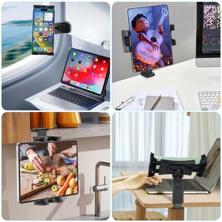 Supporto da viaggio multifunzionale per cellulare, tablet e scrivania con clip fissa girevole., XMX076