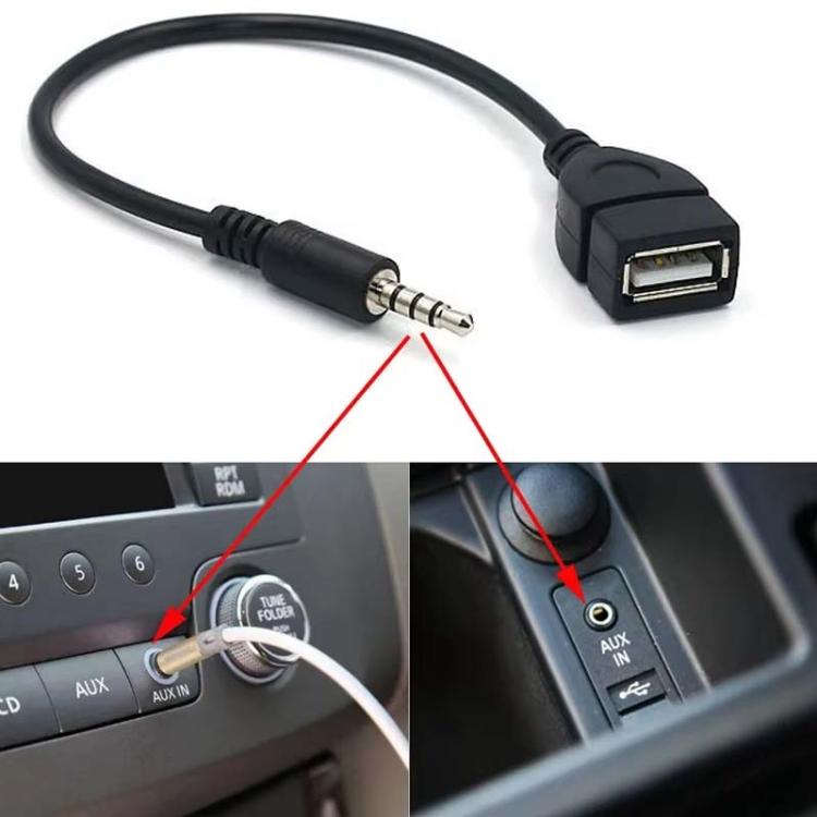 10 pezzi Cavo di trasmissione dati MP3 per auto con connettore maschio da 3,5 mm a USB 2.0 femmina, 10pcs