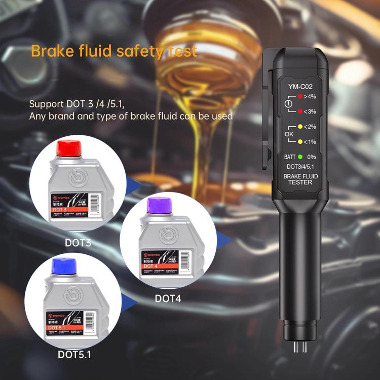 Penna per il rilevamento dell'olio dei freni dell'automobile, tester di umidità del liquido dei freni, YM-C02