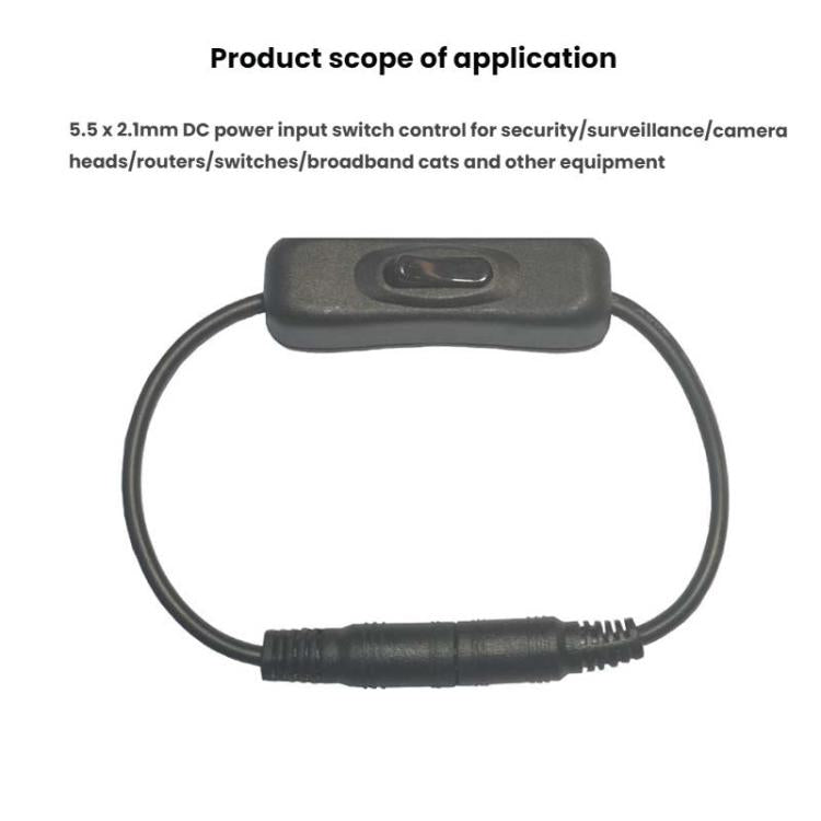 2 pezzi Cavo di connessione maschio-femmina 5,5x2,1 mm Cavo interruttore CC Cavo di alimentazione interruttore 304, Key switch(Black)