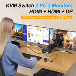 YOUTING YT-203HD 2 In 3 Out KVM USB3.0 Switch, EU Plug, US Plug, UK Plug, AU Plug