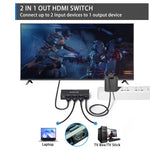 2 In 1 Out HDMI Two-Way Switch 8K 60Hz HD Computer TV Video Splitter, SW21