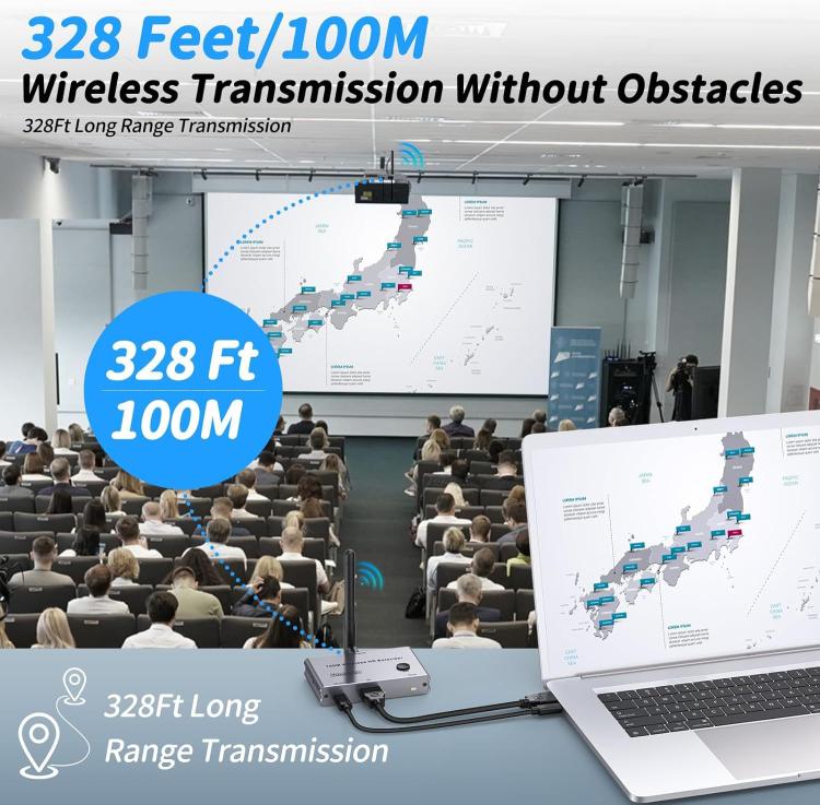 Extender HDMI Wireless 4K 30Hz 100m Trasmettitore e Ricevitore