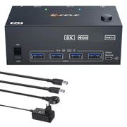 KCEVE KC-KVM204DH 2 In 4 Out 8K 60Hz KVM Switch For 2 Computer 4 Monitors, US Plug, EU Plug, AU Plug, UK Plug