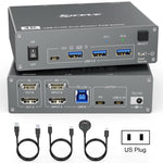 KVEVE KC-KVM202CH USB 3.0 Dual Monitor 4K 60Hz KVM Switch, US Plug, EU Plug, AU Plug, UK Plug