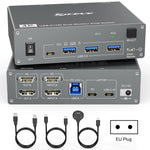 KVEVE KC-KVM202CH USB 3.0 Dual Monitor 4K 60Hz KVM Switch, US Plug, EU Plug, AU Plug, UK Plug