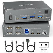 KVEVE KC-KVM202CH USB 3.0 Dual Monitor 4K 60Hz KVM Switch, US Plug, EU Plug, AU Plug, UK Plug