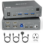 KVEVE KC-KVM202CH USB 3.0 Dual Monitor 4K 60Hz KVM Switch, US Plug, EU Plug, AU Plug, UK Plug