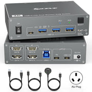 KVEVE KC-KVM202CH USB 3.0 Dual Monitor 4K 60Hz KVM Switch, US Plug, EU Plug, AU Plug, UK Plug