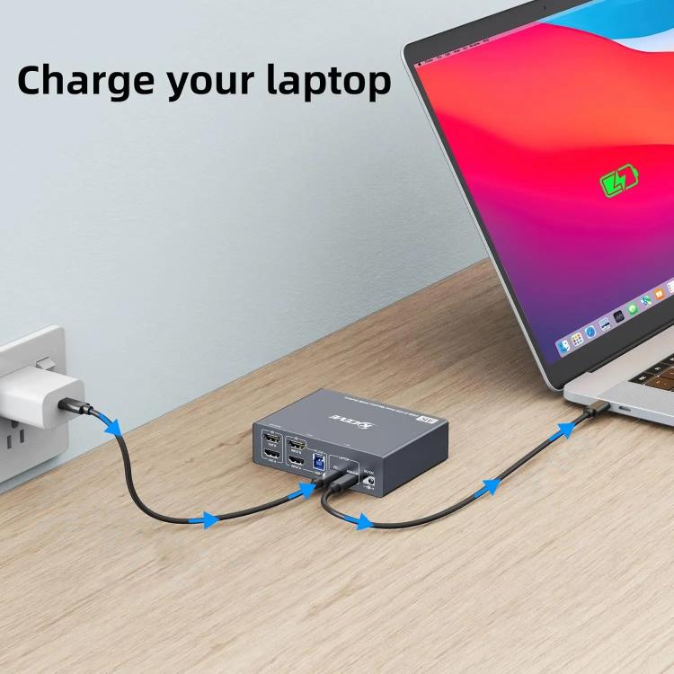 KVEVE KC-KVM202CH USB 3.0 Dual Monitor 4K 60Hz KVM Switch, US Plug, EU Plug, AU Plug, UK Plug