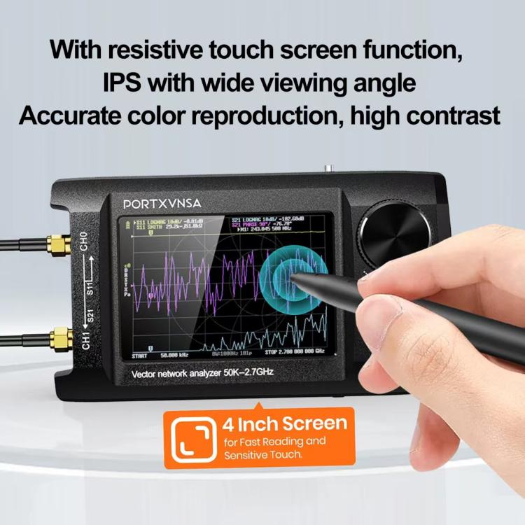 PORTXVNSA VNA-H4 Plus Analizzatore di antenne vettoriali portatile con schermo IPS da 4 pollici MF HF VHF UHF, Without Memory Card, With 32G Memory Card